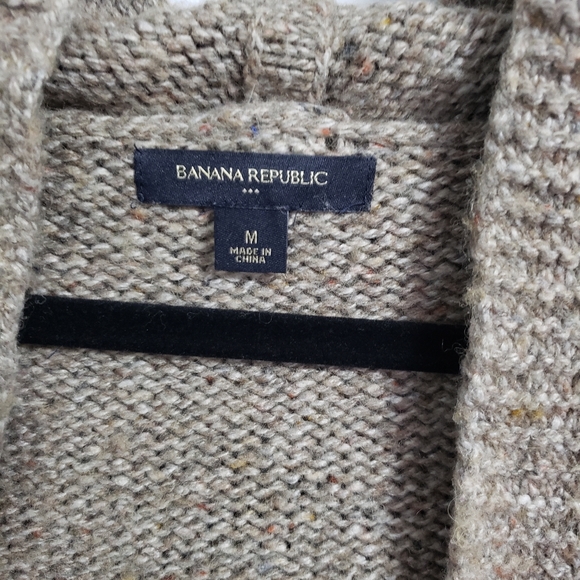 BANANA REPUBLIC Brown Wool Hooded Belted Sweater Cardigan - Picture 4 of 5